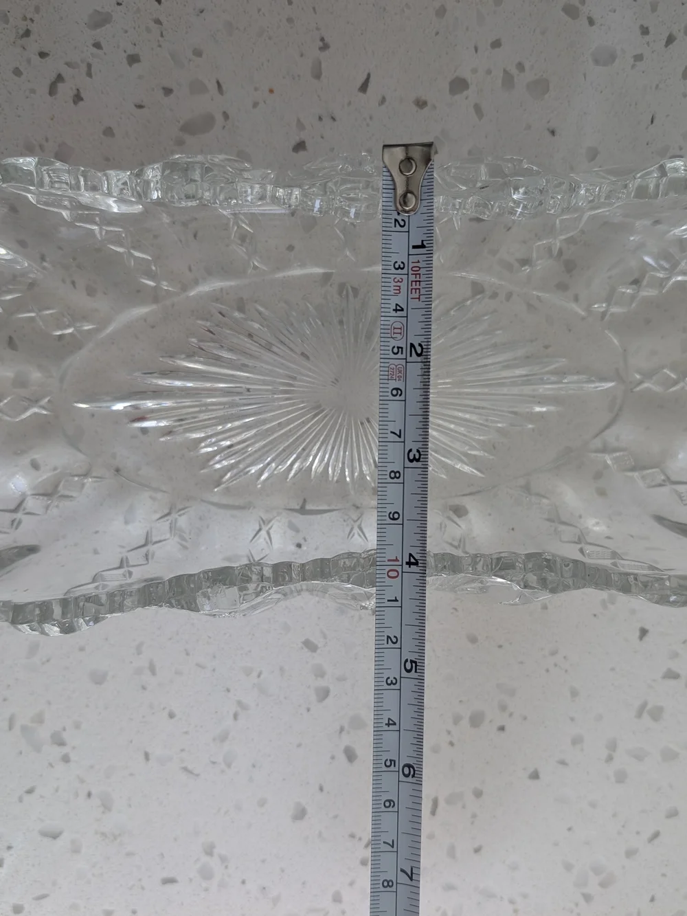 Vintage Clear Pressed Glass Decorative Starburst Serving Tray - Clear